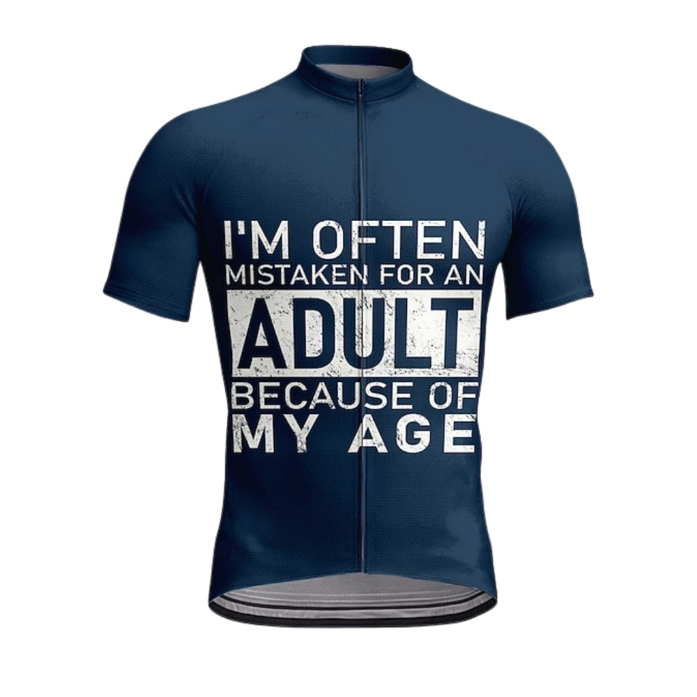 I'm Often Mistaken For An Adult Because Of My Age Short Sleeve Cycling Jersey For Men, Red And White Funny Cycling Jerseys CZ0156