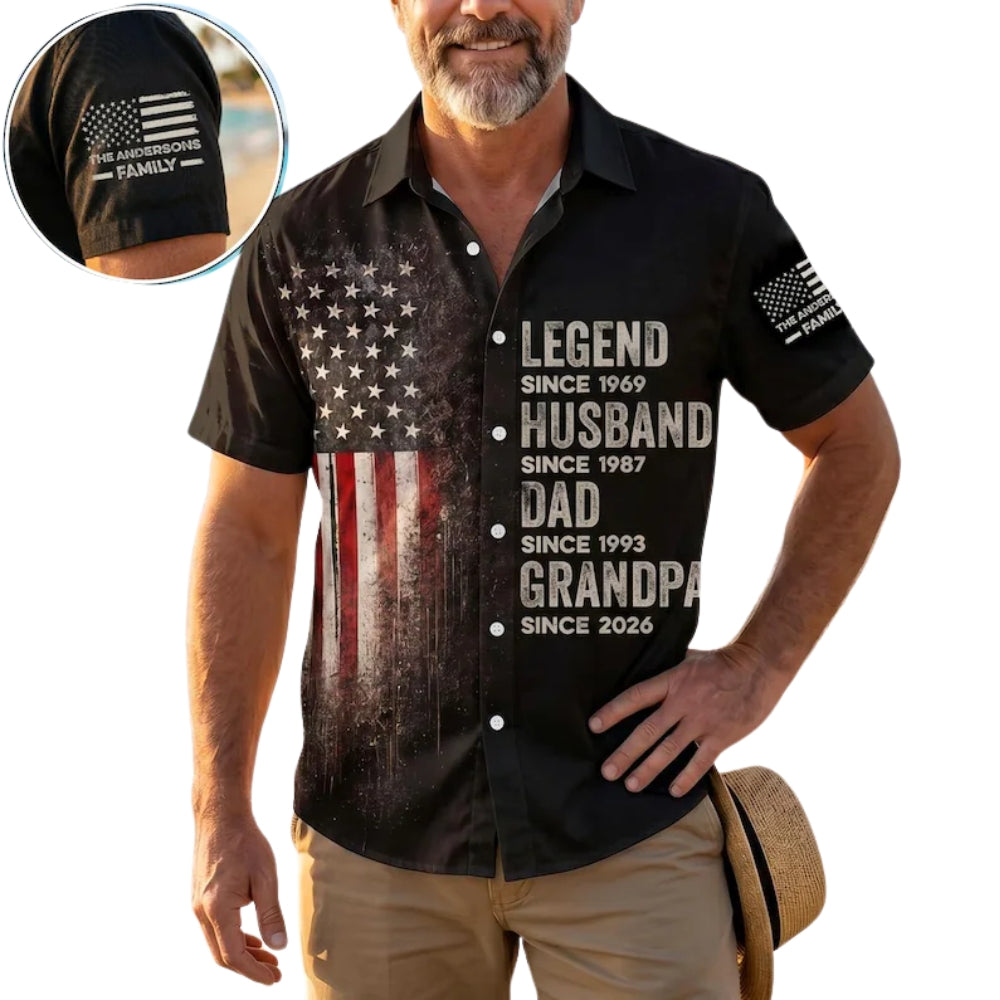 Custom Legend Husband Dad Grandpa Hawaiian Shirt With Year, Custom Father's Day Hawaiian Shirt For Grandpa Dad HE0269