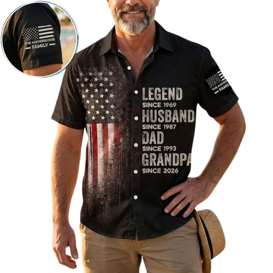 Custom Legend Husband Dad Grandpa Hawaiian Shirt With Year, Custom Father's Day Hawaiian Shirt For Grandpa Dad HE0269