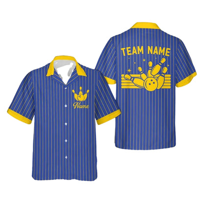 Custom Team Stripe White And Pink Bowling Hawaiian Shirt For Women Men, Custom Bowling Team Shirts BE0157