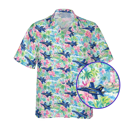 F18 US Navy Airplane Floral Hawaiian Shirt Mens, Aircraft Hawaiian Shirt For Veteran HE0785