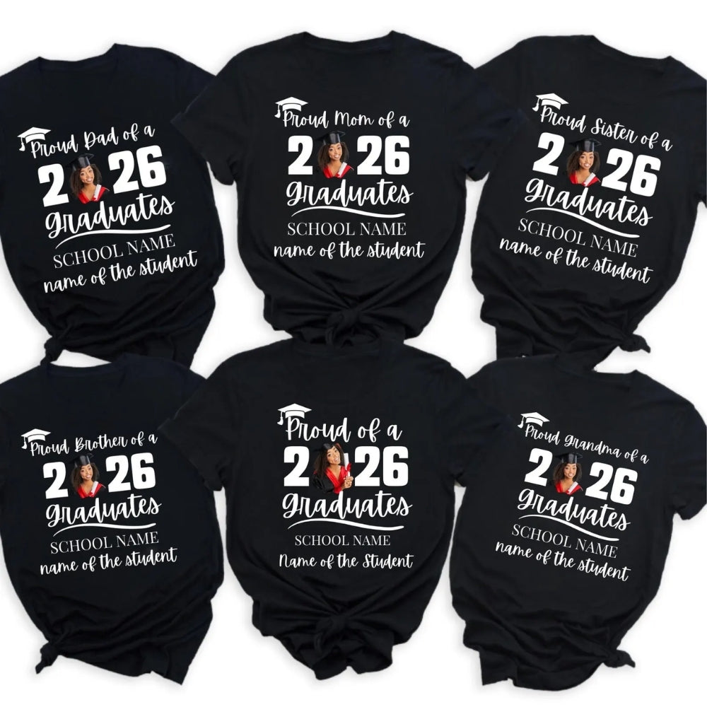 Personalized Proud Of Graduate Matching Family T Shirts With Photo, Custom Family Matching Shirts For Graduation ET0466