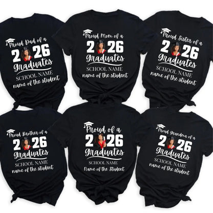Personalized Proud Of Graduate Matching Family T Shirts With Photo, Custom Family Matching Shirts For Graduation ET0466