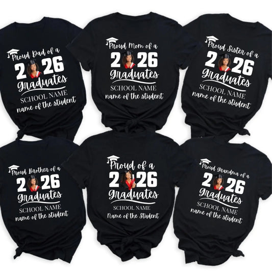 Personalized Proud Of Graduate Matching Family T Shirts With Photo, Custom Family Matching Shirts For Graduation ET0466