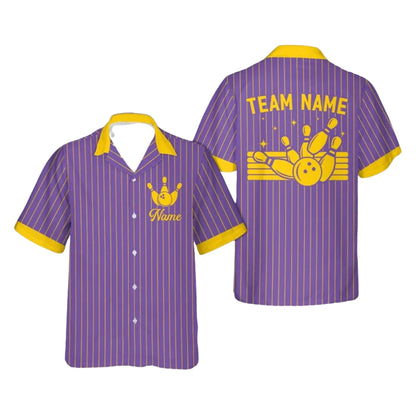 Custom Team Stripe White And Pink Bowling Hawaiian Shirt For Women Men, Custom Bowling Team Shirts BE0157