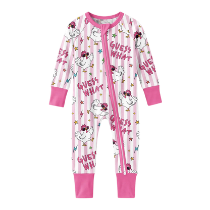 Guess What Fun Chicken Baby Convertible Zippy Romper, Funny Chicken Baby Romper Convertible BB0848