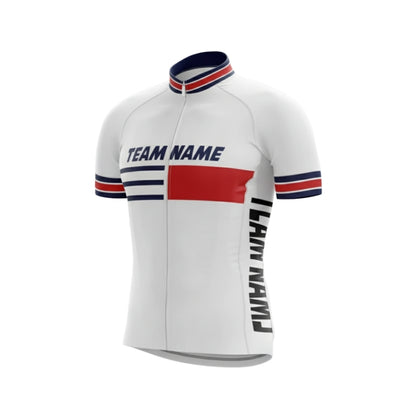 Custom Team White And Red Short Sleeve Cycling Jersey For Men, Custom Cycling Jerseys For Team CG0510