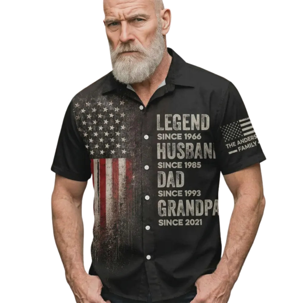 Custom Legend Husband Dad Grandpa Hawaiian Shirt With Year, Custom Father's Day Hawaiian Shirt For Grandpa Dad HE0269