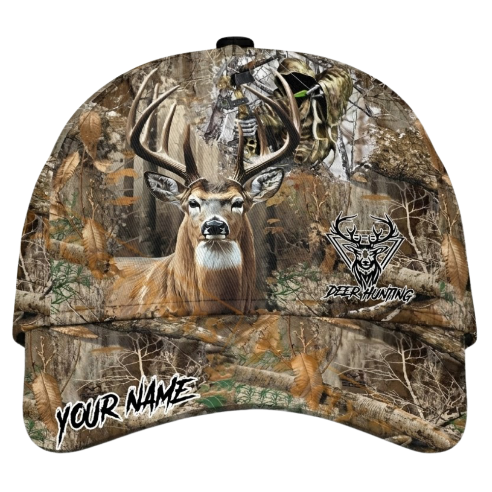 Personalized Deer Hunting Camo Baseball Cap 3D Printed, Custom Name Deer Cap For Hunter CP0544