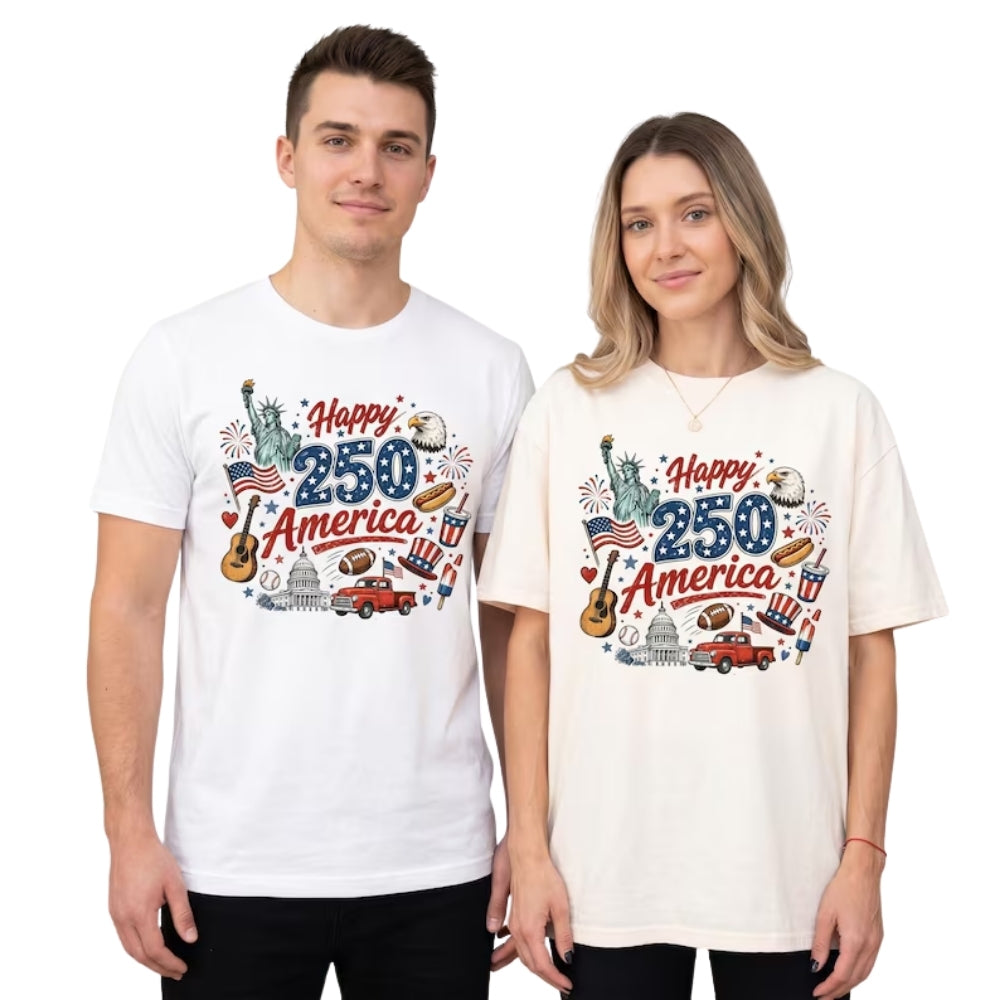 Happy 250th American Anniversary Matching Family T Shirt, Matching Independence Day Family Shirts ET0733