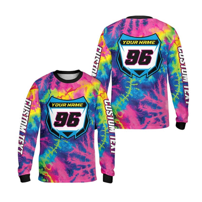 Custom Tie Dye Motocross Long Sleeve Jerseys For Mens, Custom Tie Dye Motocross Shirts ME0007