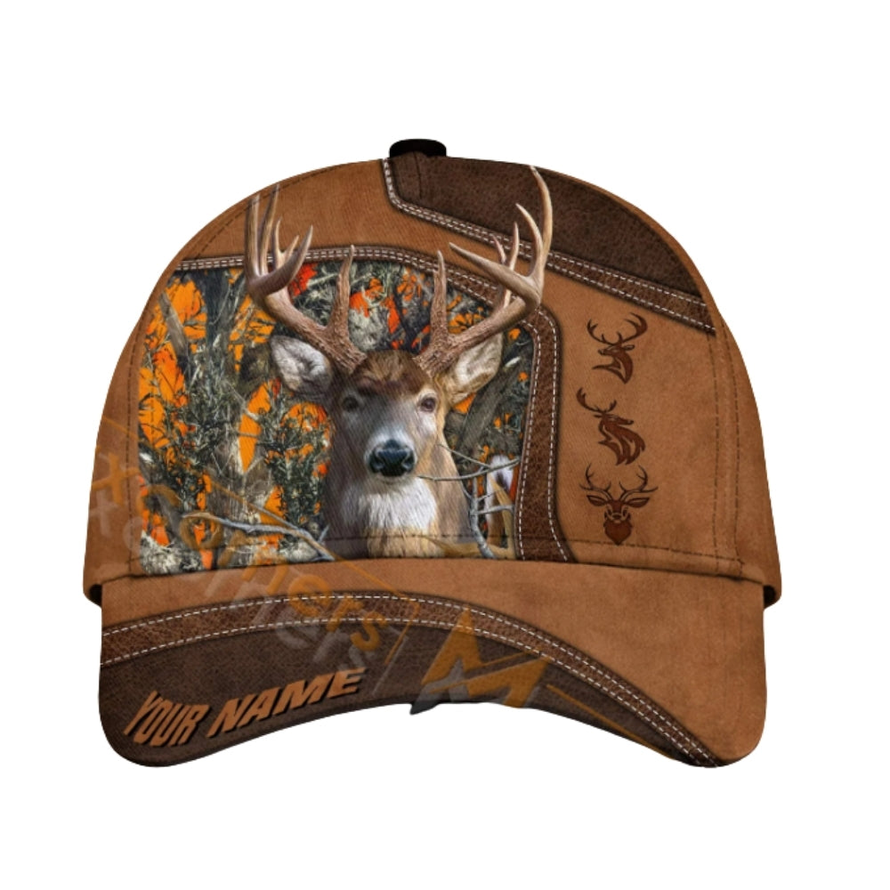Custom Name Camouflage Deer Hunting Cap, Custom Deer Hunting 3D Printed Caps CP0366