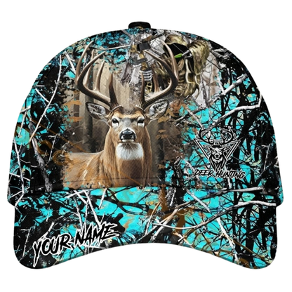Personalized Deer Hunting Camo Baseball Cap 3D Printed, Custom Name Deer Cap For Hunter CP0544