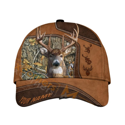 Custom Name Camouflage Deer Hunting Cap, Custom Deer Hunting 3D Printed Caps CP0366