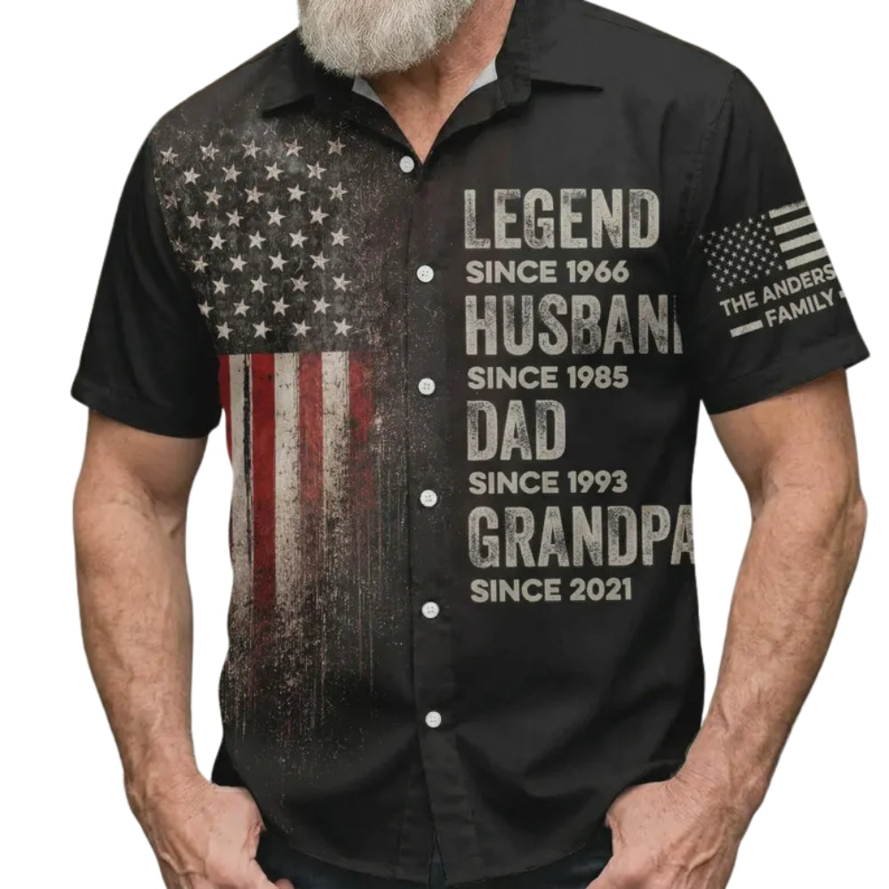 Custom Legend Husband Dad Grandpa Hawaiian Shirt With Year, Custom Father's Day Hawaiian Shirt For Grandpa Dad HE0269