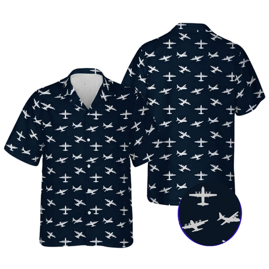 Men's C130 Hercules Aircraft Hawaiian Shirt, Airplane Military Hawaiian Shirt HE0786