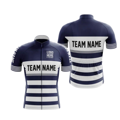 Blue And White Custom Team Name Cycling Short Sleeve Men Jersey, Custom Cycling Jerseys CG0511