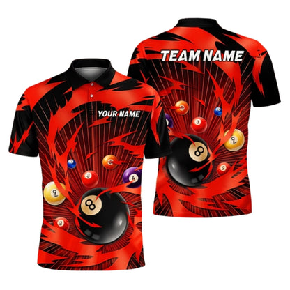 Custom Thunder Lightning Black Yellow Billiard Polo Shirt For Men, Custom Team Billiard Shirts BIE0049