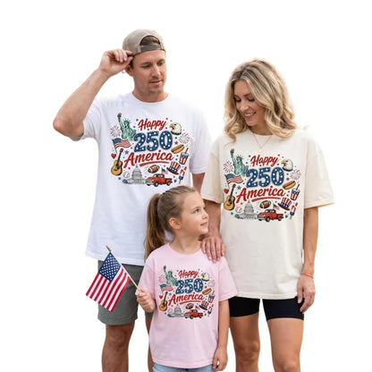 Happy 250th American Anniversary Matching Family T Shirt, Matching Independence Day Family Shirts ET0733