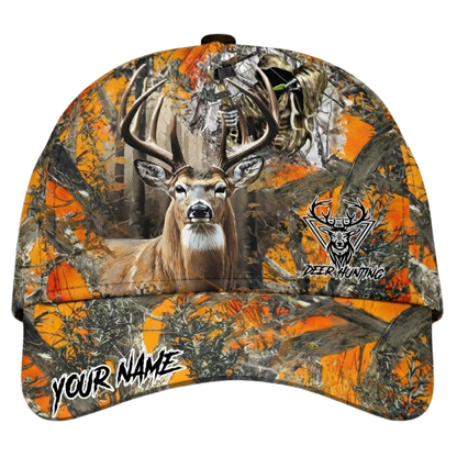 Personalized Deer Hunting Camo Baseball Cap 3D Printed, Custom Name Deer Cap For Hunter CP0544
