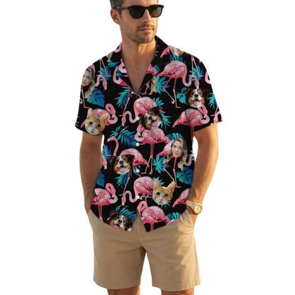 Custom Photo Tropical Family Hawaiian Matching Shirts, Custom Face Tropical Matching Hawaiian Shirts For Family ET0898