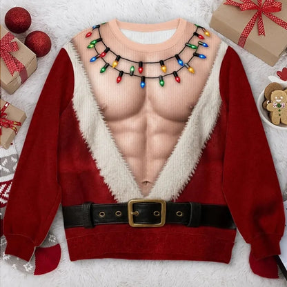 Funny Santa Abs Men's 3D Christmas Sweatshirt, Xmas Funny Sweatshirt 2D1045