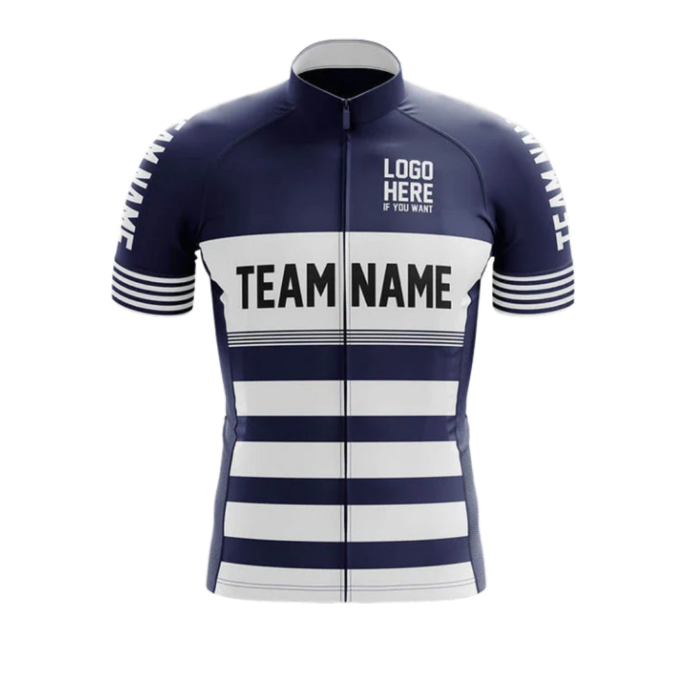 Blue And White Custom Team Name Cycling Short Sleeve Men Jersey, Custom Cycling Jerseys CG0511