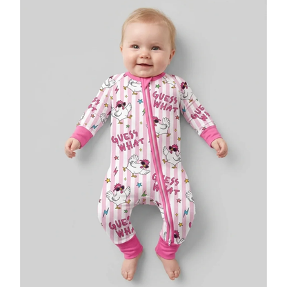 Guess What Fun Chicken Baby Convertible Zippy Romper, Funny Chicken Baby Romper Convertible BB0848