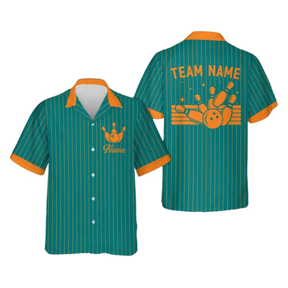 Custom Team Stripe White And Pink Bowling Hawaiian Shirt For Women Men, Custom Bowling Team Shirts BE0157