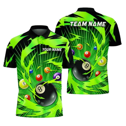 Custom Thunder Lightning Black Yellow Billiard Polo Shirt For Men, Custom Team Billiard Shirts BIE0049