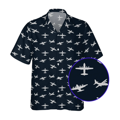 Men's C130 Hercules Aircraft Hawaiian Shirt, Airplane Military Hawaiian Shirt HE0786