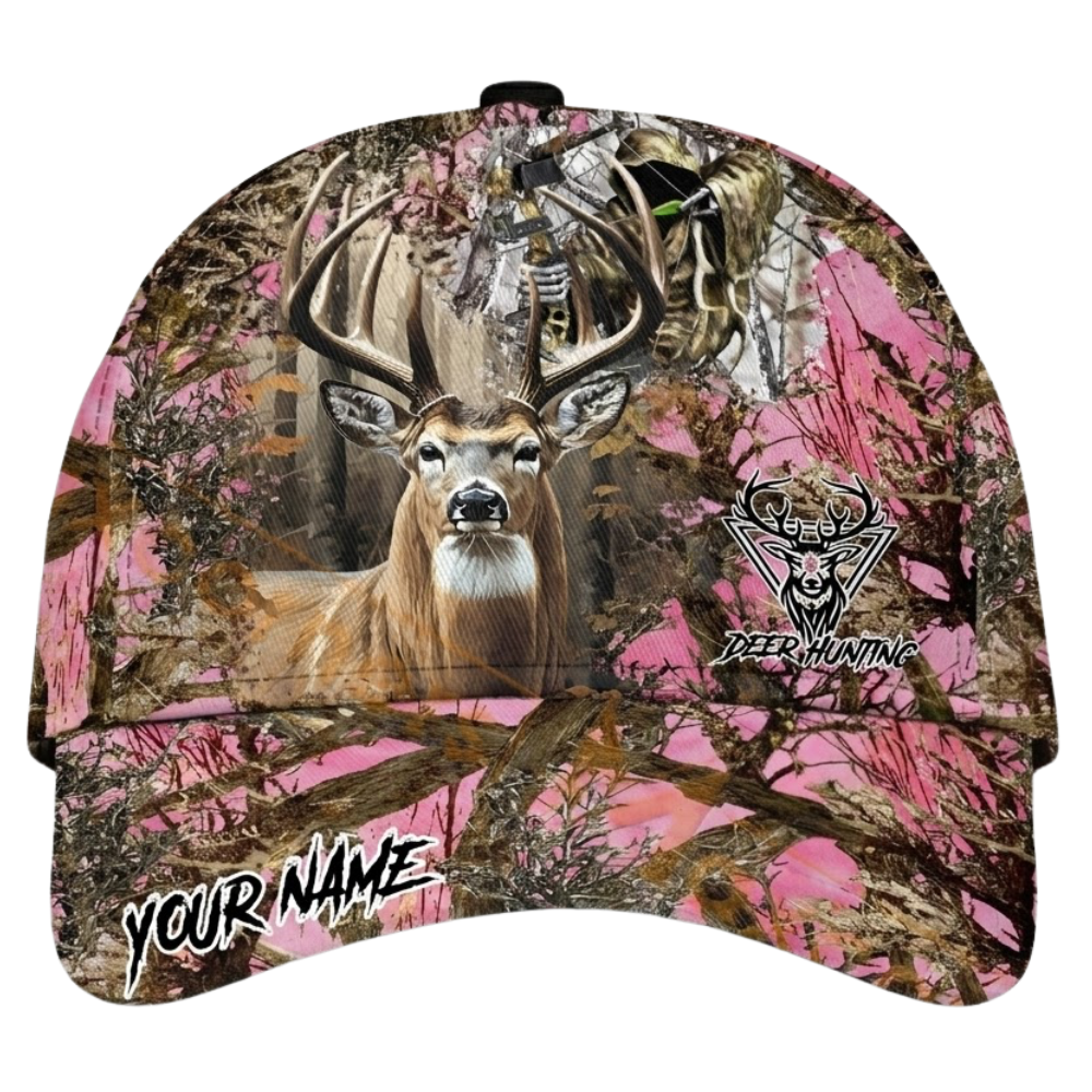 Personalized Deer Hunting Camo Baseball Cap 3D Printed, Custom Name Deer Cap For Hunter CP0544
