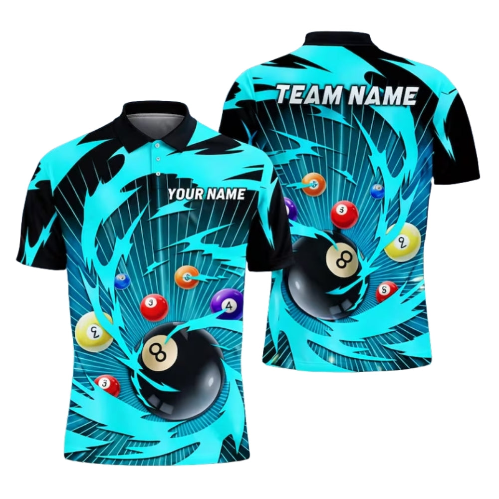 Custom Thunder Lightning Black Yellow Billiard Polo Shirt For Men, Custom Team Billiard Shirts BIE0049