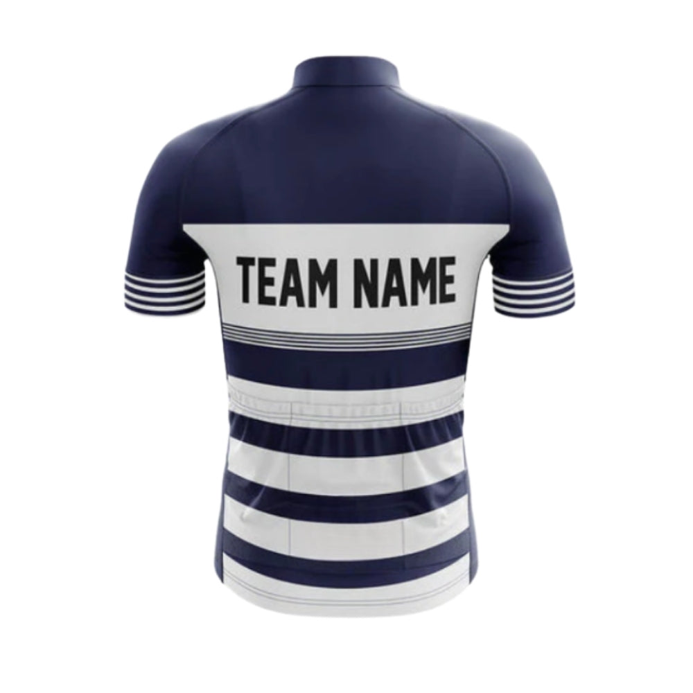 Blue And White Custom Team Name Cycling Short Sleeve Men Jersey, Custom Cycling Jerseys CG0511