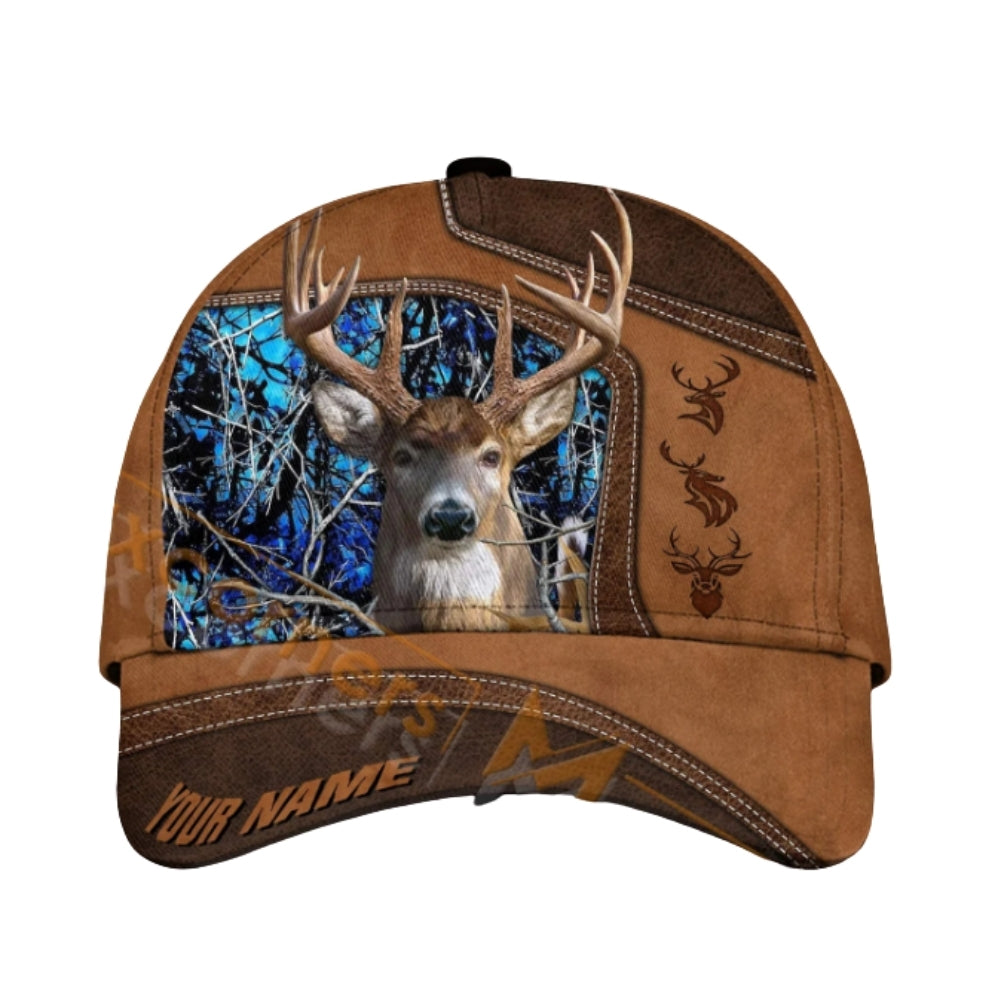Custom Name Camouflage Deer Hunting Cap, Custom Deer Hunting 3D Printed Caps CP0366