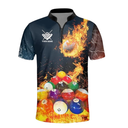 Custom Flame Ball Billiard Mens Jersey, Custom Flame Billiard Team Shirts BIZ0226