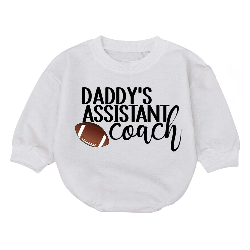 Daddy's Assistant Coach Baby Romper Sweatshirt, Baby Boys Football Romper Sweatshirt BB0076