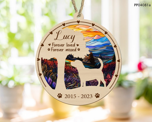 Dog Memorial Suncatcher, Custom Dog Breed Sun Catcher, Loss of Pet Sympathy, Dog Mom Gift OA0176