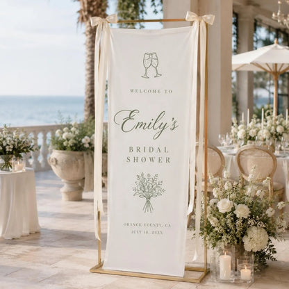 Personalized Bridal Shower Fabric Welcome Sign, Custom Bridal Party Banner WD0402