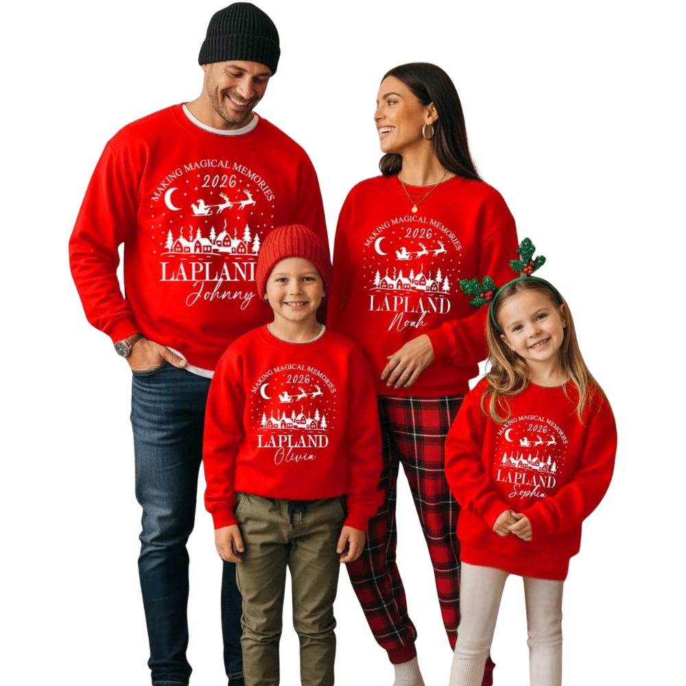 Personalized Lapland Christmas Family Matching Sweatshirt, Custom Family Christmas Sweatshirts ET1285