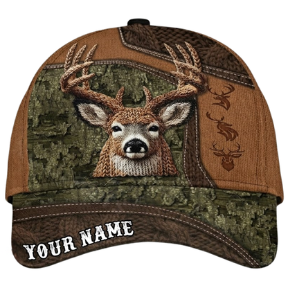 Custom Buck Deer Baseball 3D Printed Cap, Personalized Deer Hunting Hat CP0613
