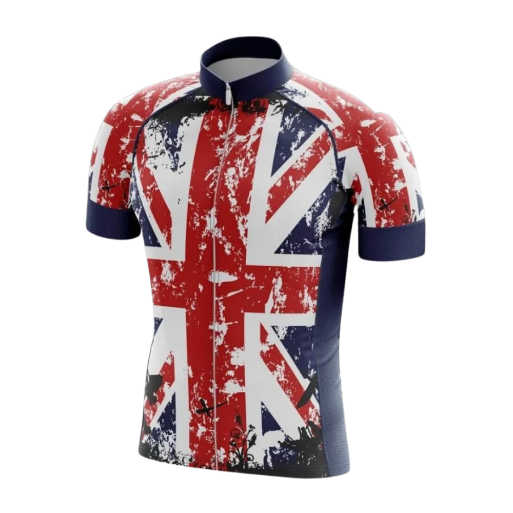 United Kingdom Flag Cycling Short Sleeve Jersey Mens, Patriotic United Kingdom Cycling Jersey CG0834