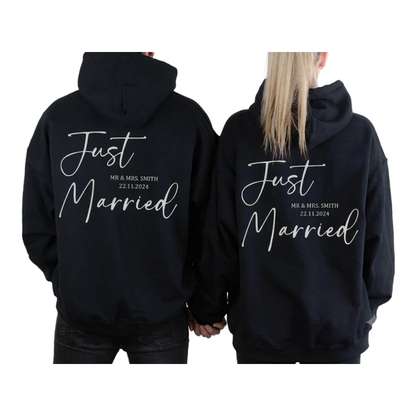 Just Married Personalized Matching Couple Hoodies, Custom Wifey Husband Hoodies ET1479