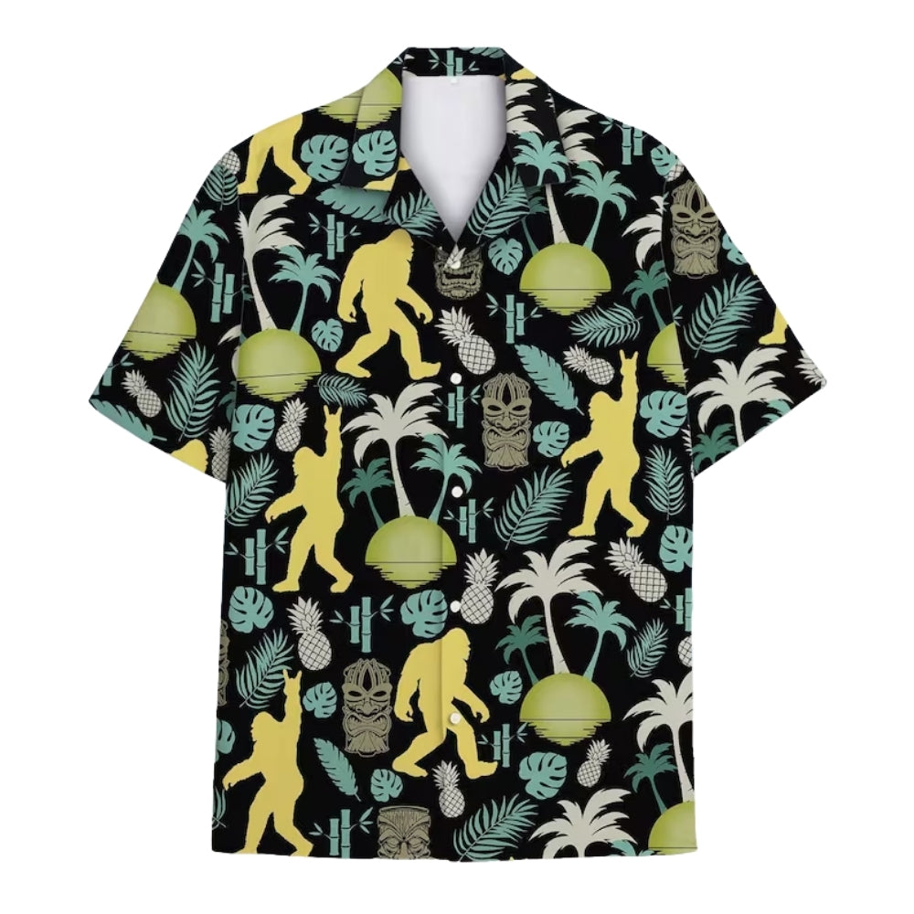 Bigfoot Tiki Tropical Hawaiian Shirt For Men, Sasquatch Bigfoot Tiki Hawaiian Shirts HE0160