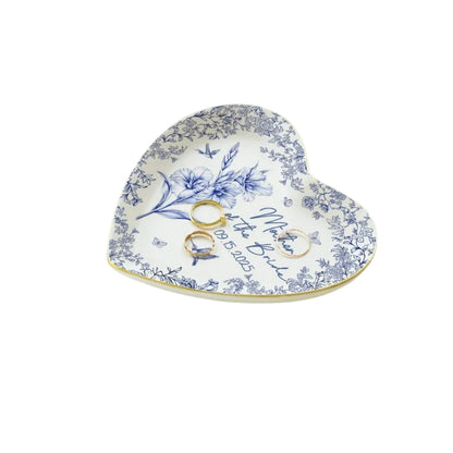 Custom Toile De Jouy Mother Of The Bride & Groom Jewelry Dish, Custom Wedding Jewelry Dish For Mother Of The Bride & Groom WD0054