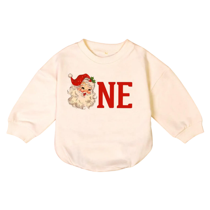 Santa First Birthday Baby Romper Sweatshirt, 1st Birthday Baby Romper Sweatshirt For Christmas BB0028