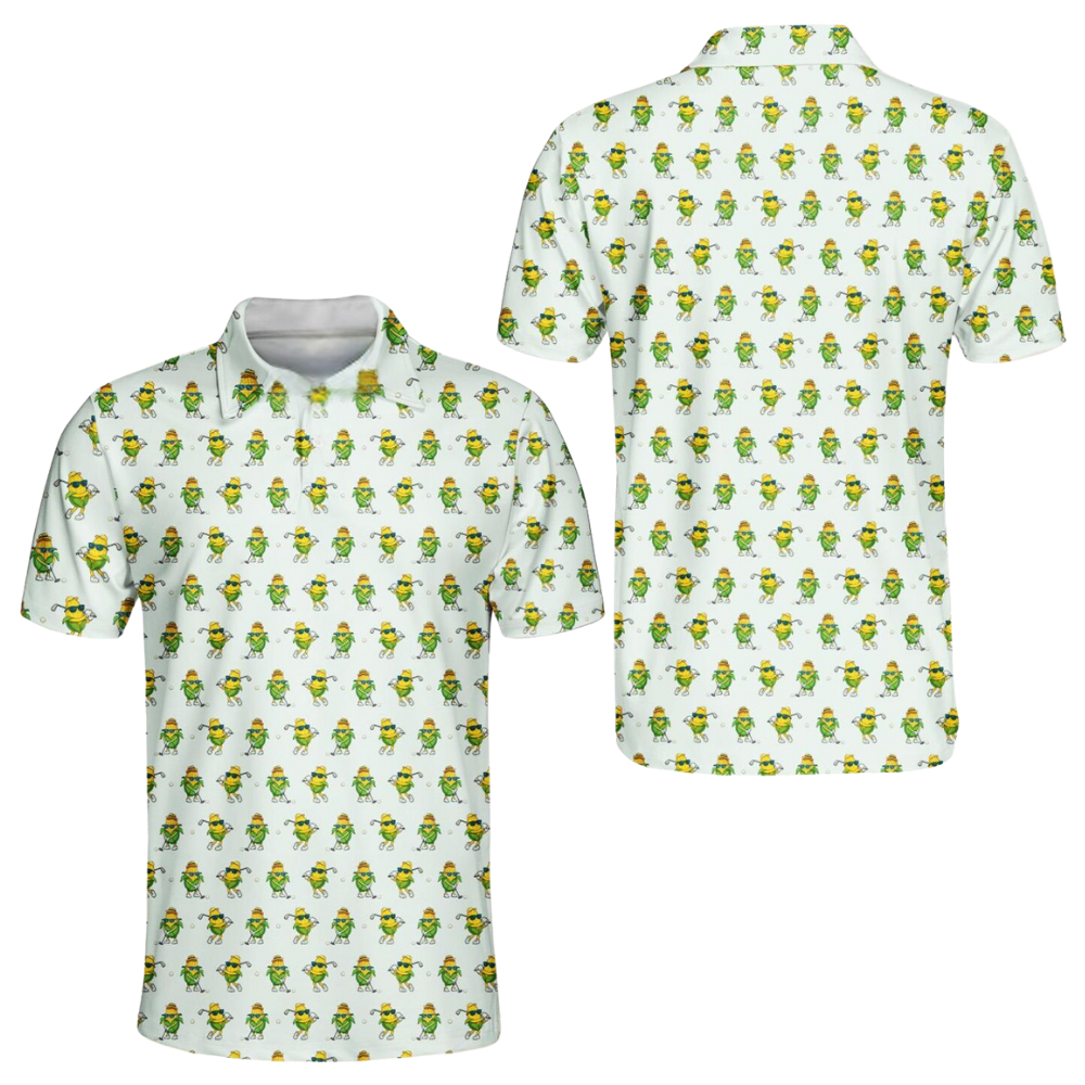 Men's Funny Corn Golf Polo Shirt, Corn Golf Shirts GE0563