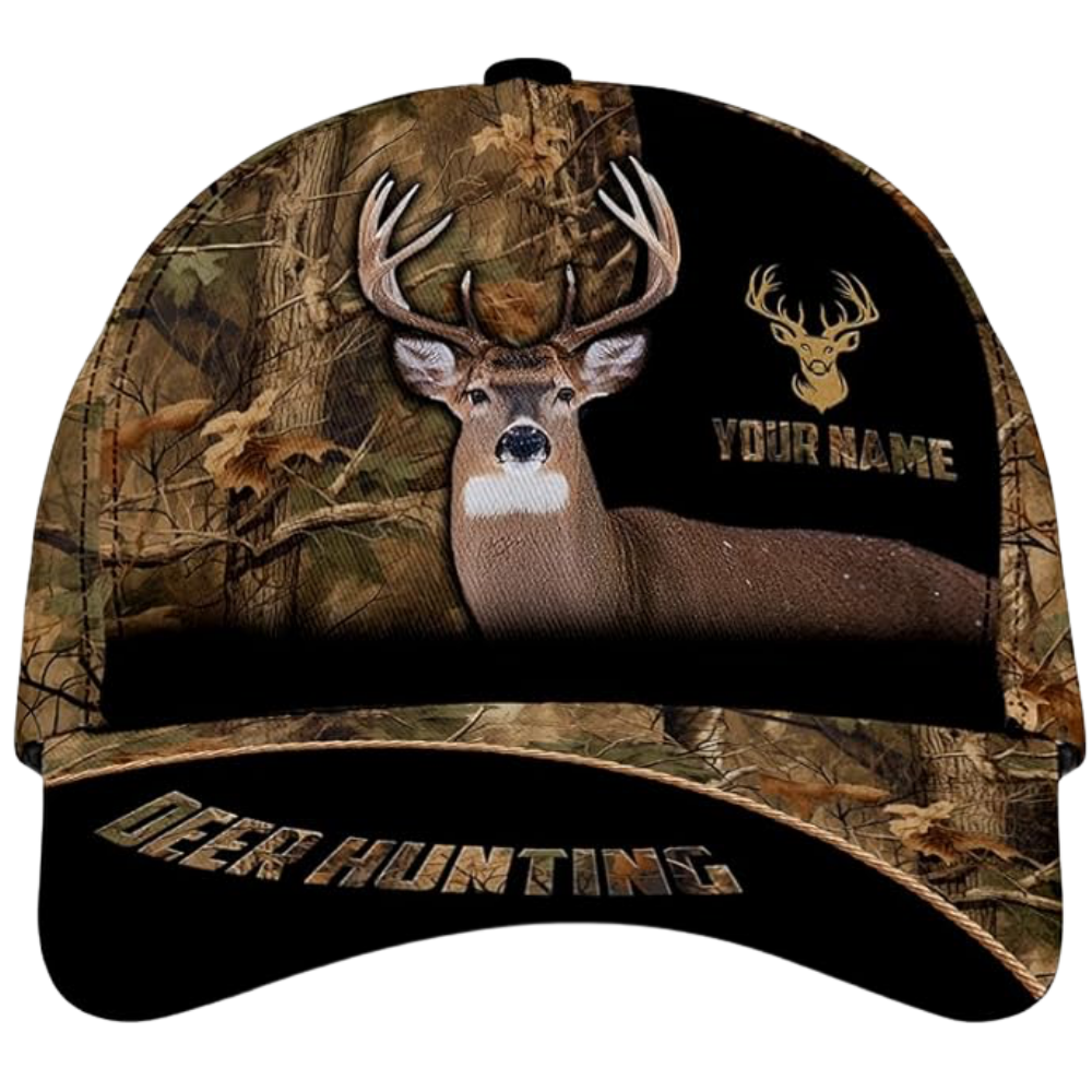 Personalized Name Deer Hunting 3D Baseball Cap, Custom Deer Hunters Caps Hats CP0527