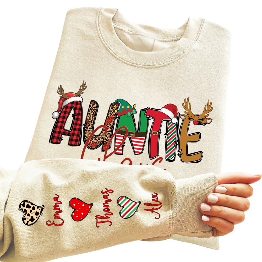 Custom Auntie Claus Sweatshirt, Custom Auntie Christmas Sweatshirt 2D0417