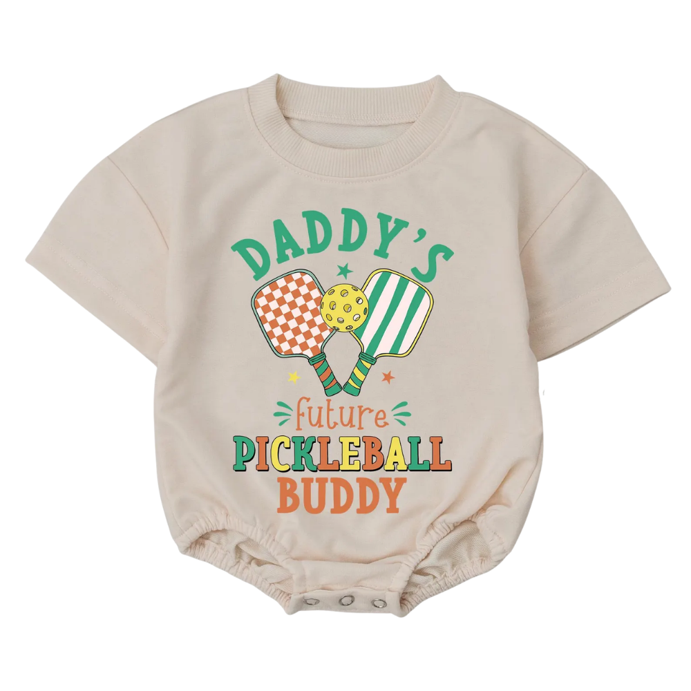 Daddy's Future Pickleball Buddy Baby Bubble T Shirt Romper, Pickleball Lover Baby Romper BB0055
